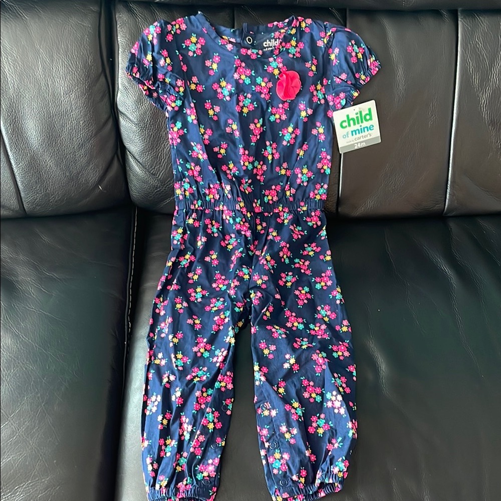 Child of Mine Blue and Pink Floral Jumpsuit